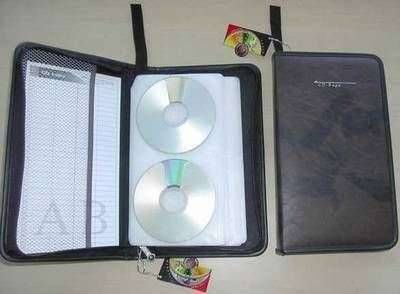 80er CD / DVD Mappe aus Kunstleder braun / schwarz